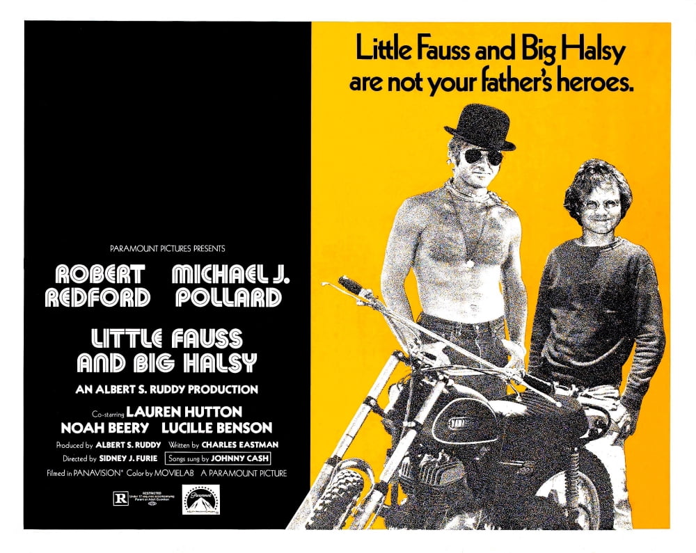 Little Fauss and Big Halsy movie poster featuring Robert Redford and Michael J. Pollard, 1970.