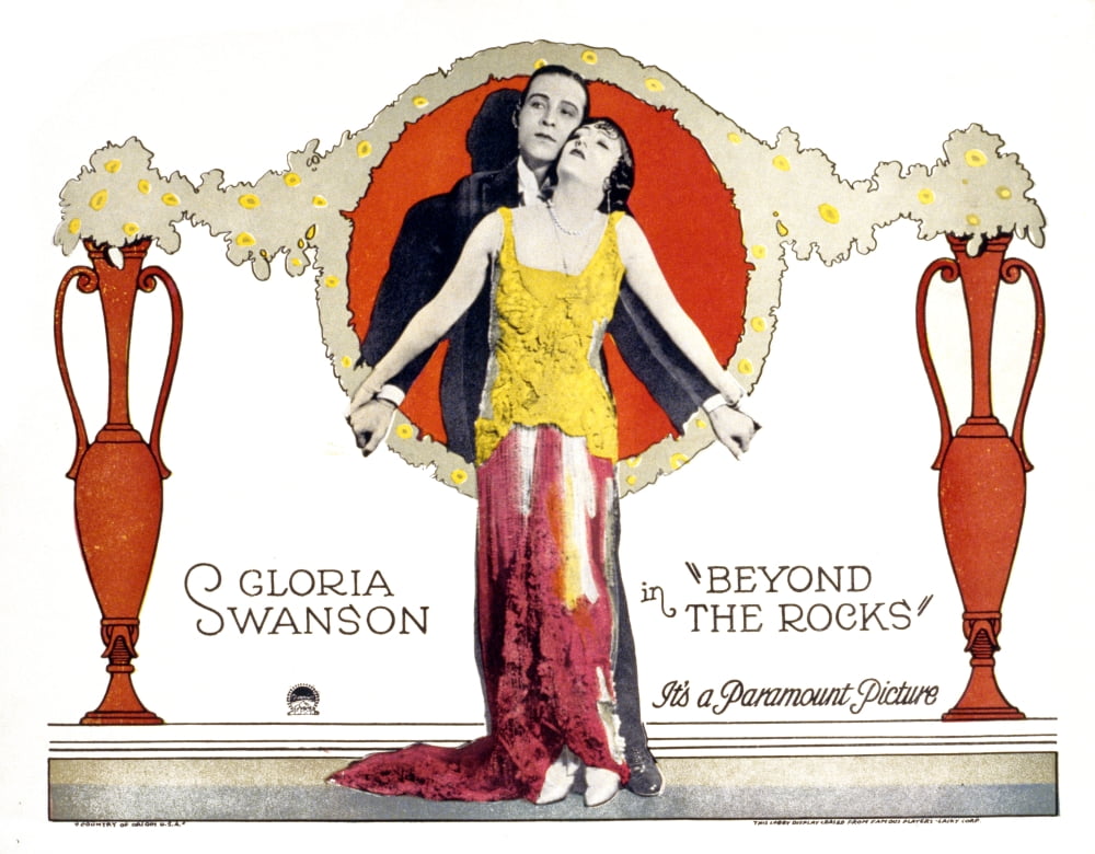 Beyond The Rocks movie poster featuring Rudolph Valentino and Gloria Swanson.
