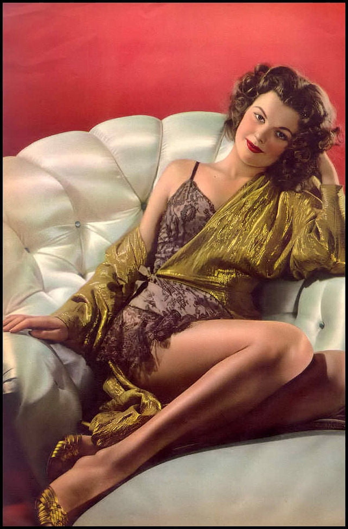 Barbara Hale photo print with red background in multiple sizes.