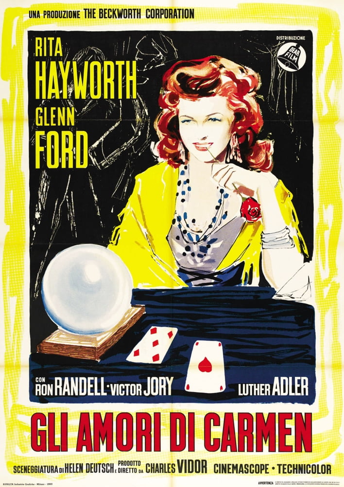 The Loves (GLI Amori Di Carmen) movie poster featuring Rita Hayworth, 1948 masterprint art.