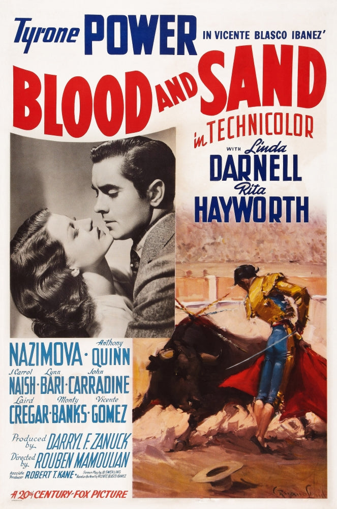 Blood and Sand movie poster featuring Rita Hayworth and Tyrone Power