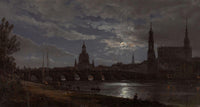 View of Dresden by Moonlight Fine Art Print by Johan Christian Dahl
