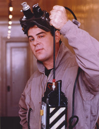 Dan Aykroyd photo print in grey coat and goggles