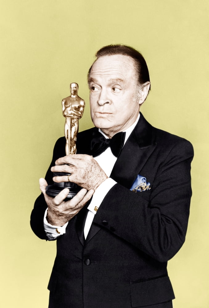 Bob Hope holding an Oscar statuette photo print from the 1970s.