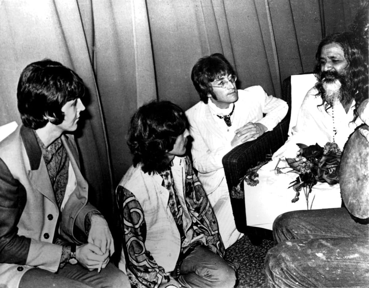 The Beatles with Maharishi Mahesh Yogi photo print