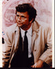 Peter Falk as Columbo photo print in wicker chair, classic TV scene.