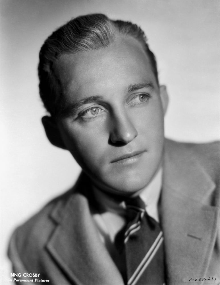 Bing Crosby portrait photo print in formal suit, classic vintage art.