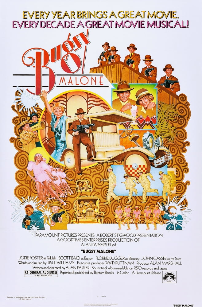 Bugsy Malone movie poster print featuring Jodie Foster and Scott Baio, 1976