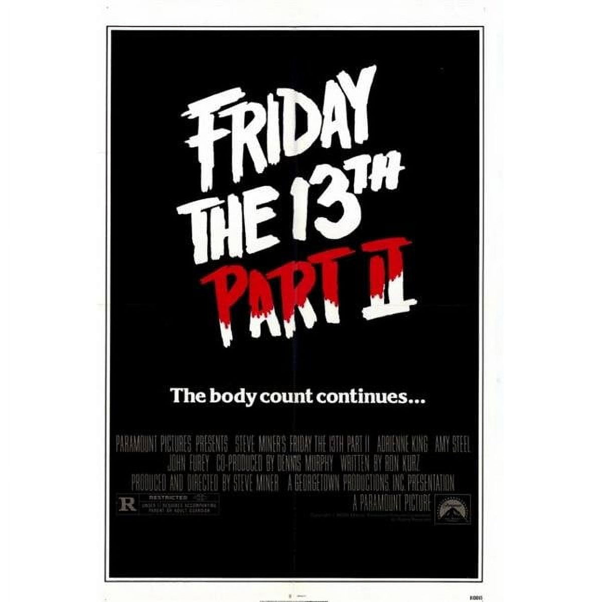 Friday the 13th Part 2 Movie Poster Print showcasing classic horror art.