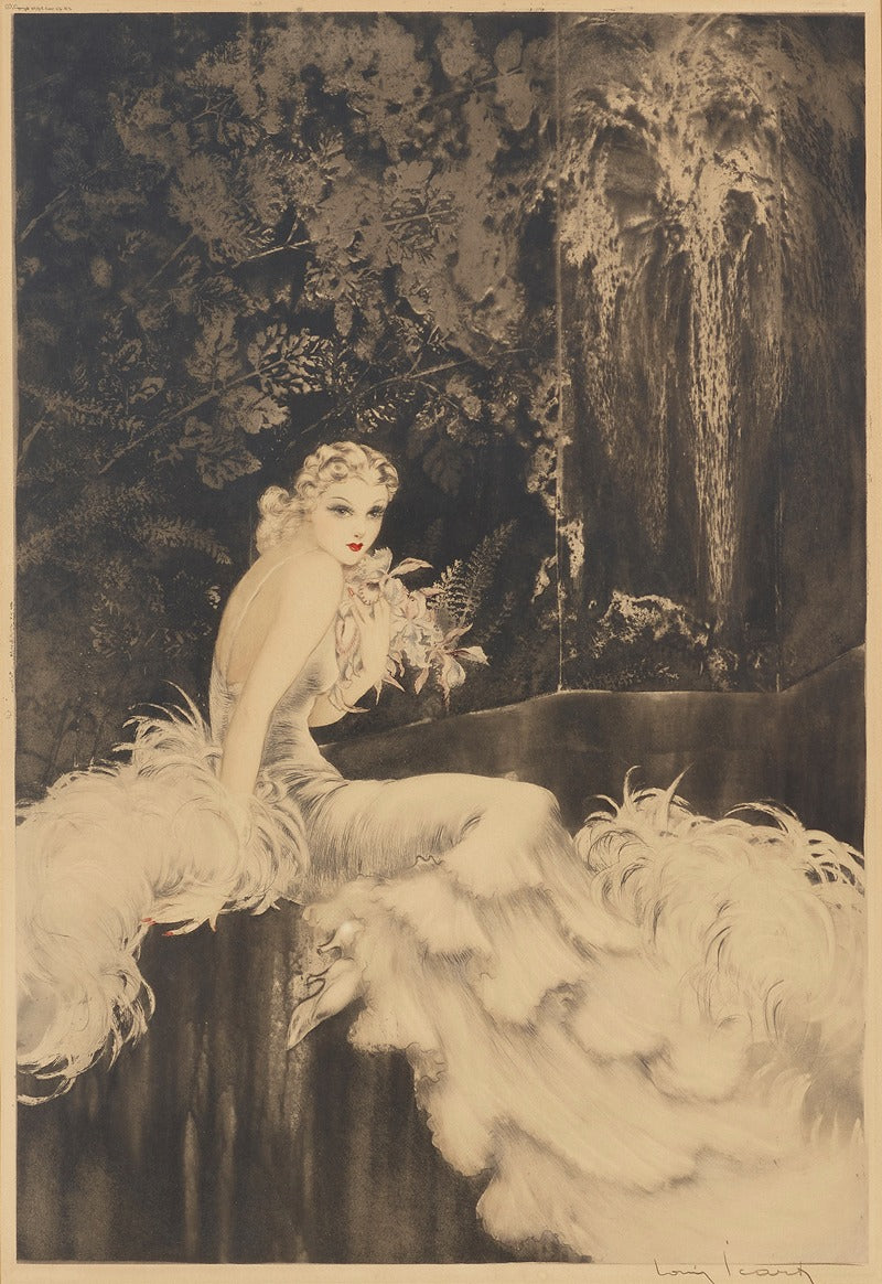 Orchids Floral Poster Print by Louis Icart - Beautiful and Elegant Artwork