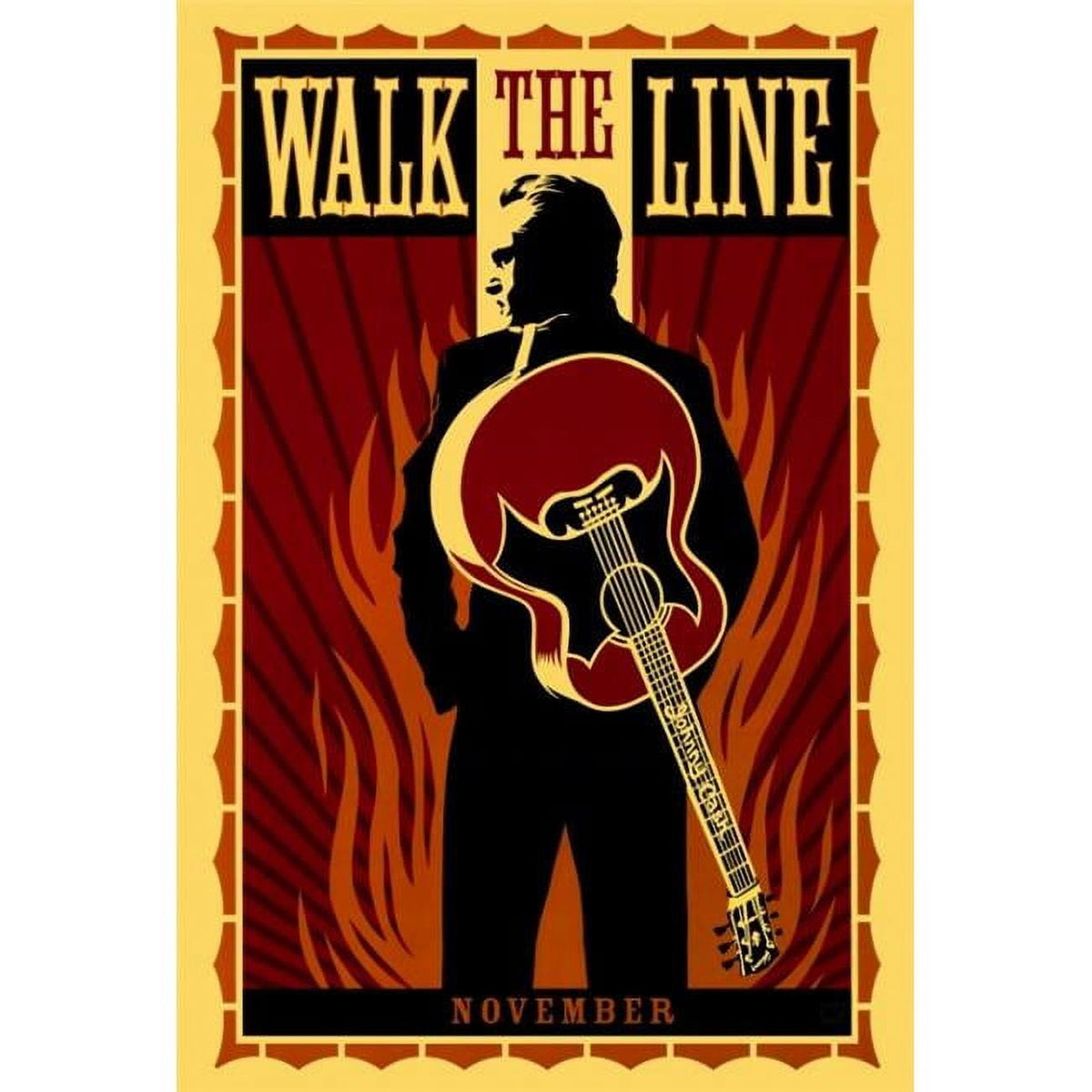 Walk the Line Movie Poster Print featuring Johnny Cash and June Carter, 27 x 40 inches.