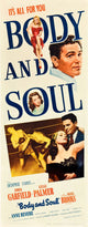 Body and Soul movie poster print featuring John Garfield and Lilli Palmer from 1947.