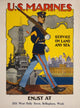 U.S. Marine Corps Service on Land and Sea (1917) poster print by Sidney Riesenberg.