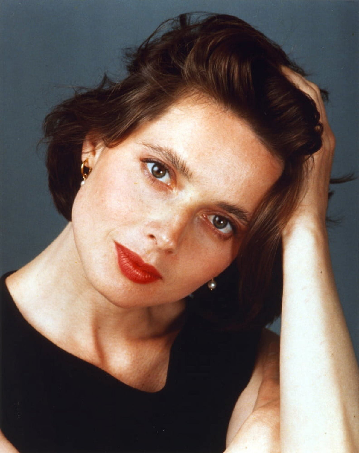 Isabella Rossellini photo print in black sleeveless blouse, art print