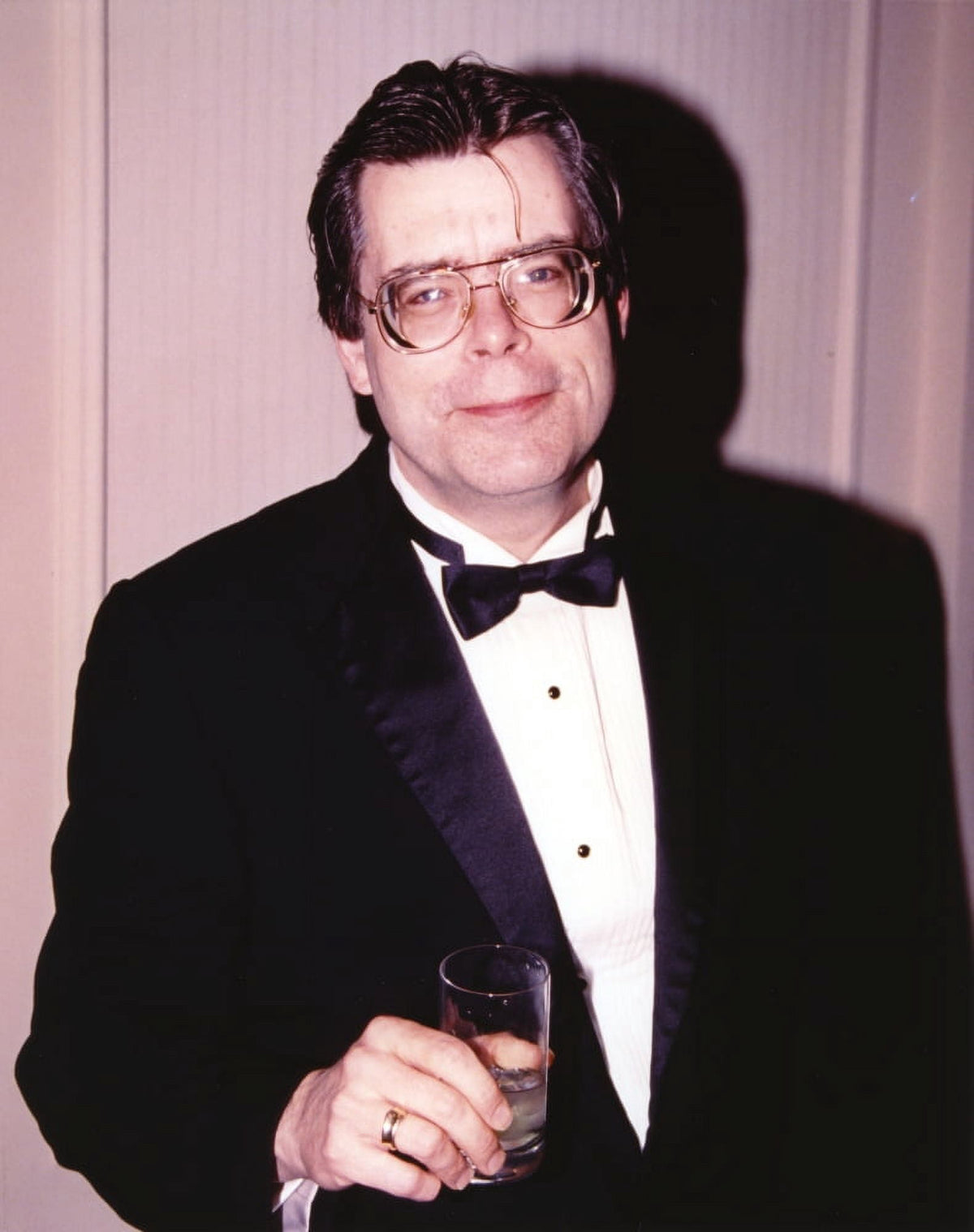 Stephen King Black Tuxedo Photo Print showcasing the author in a classic tuxedo.