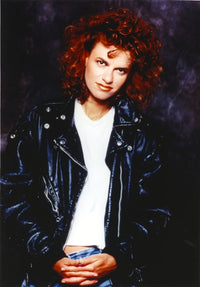 Sandra Bernhard portrait in black leather jacket photo print.