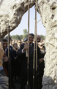 Photo print of President Ronald Reagan at the Berlin Wall near Brandenburg Gate