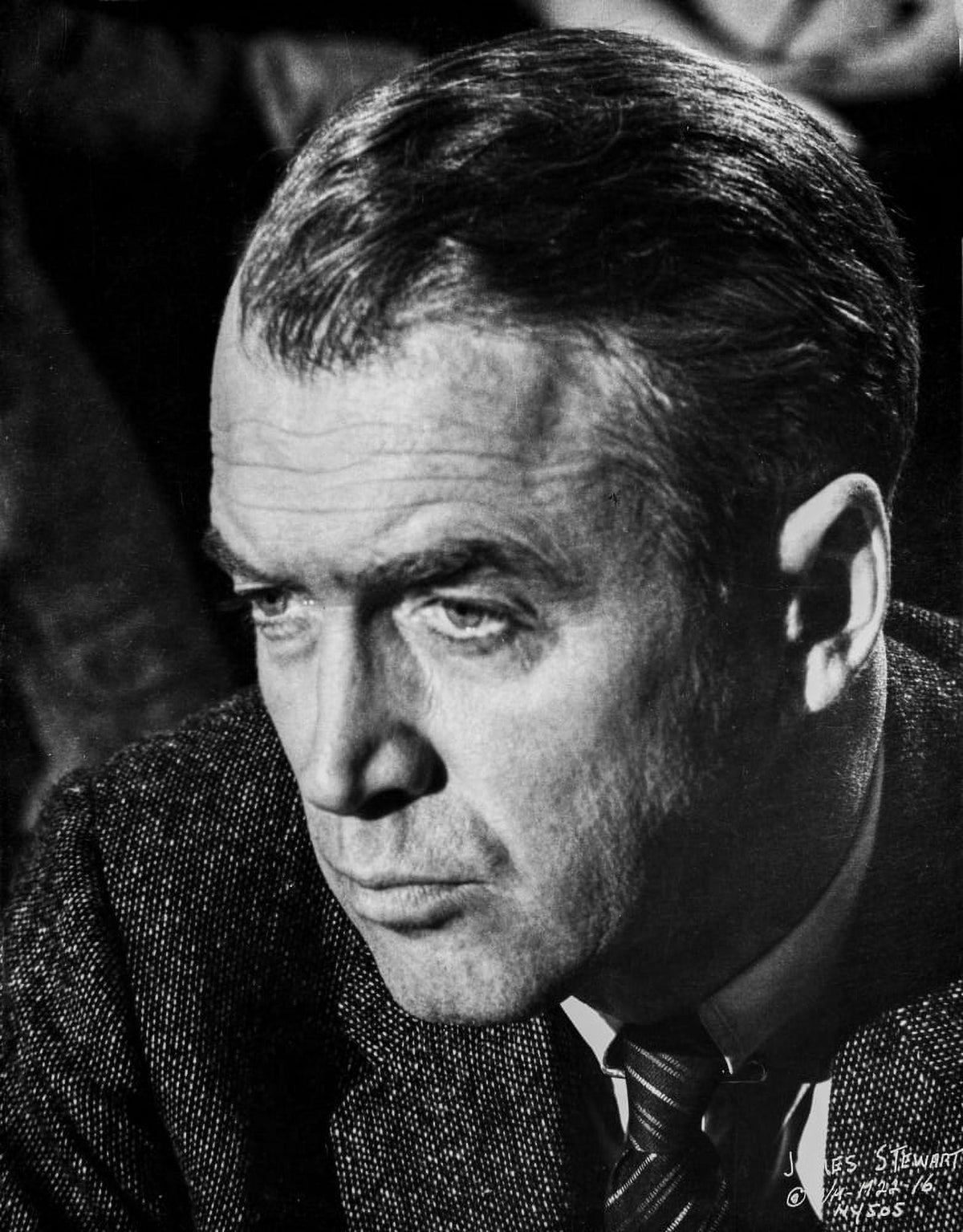 Classic side view portrait photo print of James Stewart, Hollywood icon.