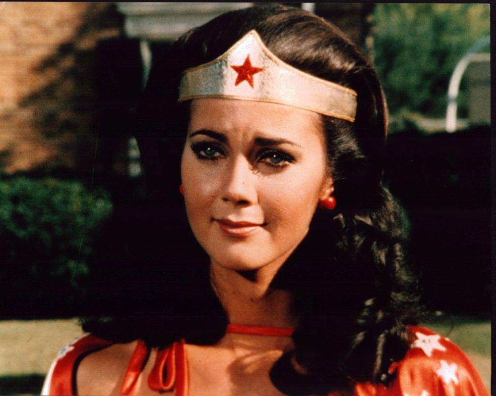 Lynda Carter Wonder Woman photo print showcasing her iconic costume.