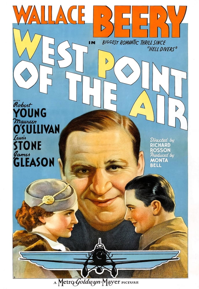 West Point of the Air movie poster print featuring Maureen O'Sullivan, Wallace Beery, and Robert Young from 1935