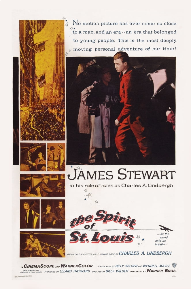 The Spirit of St. Louis movie poster art print featuring James Stewart.