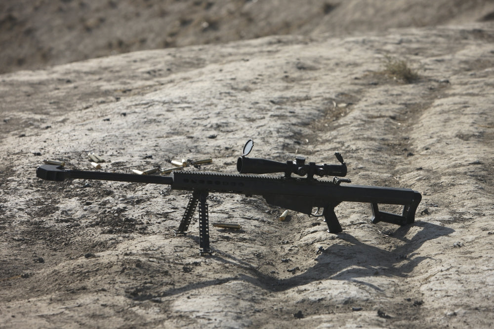 Barrett M82A1 Sniper Rifle poster print featuring spent cartridges in Northern Afghanistan.