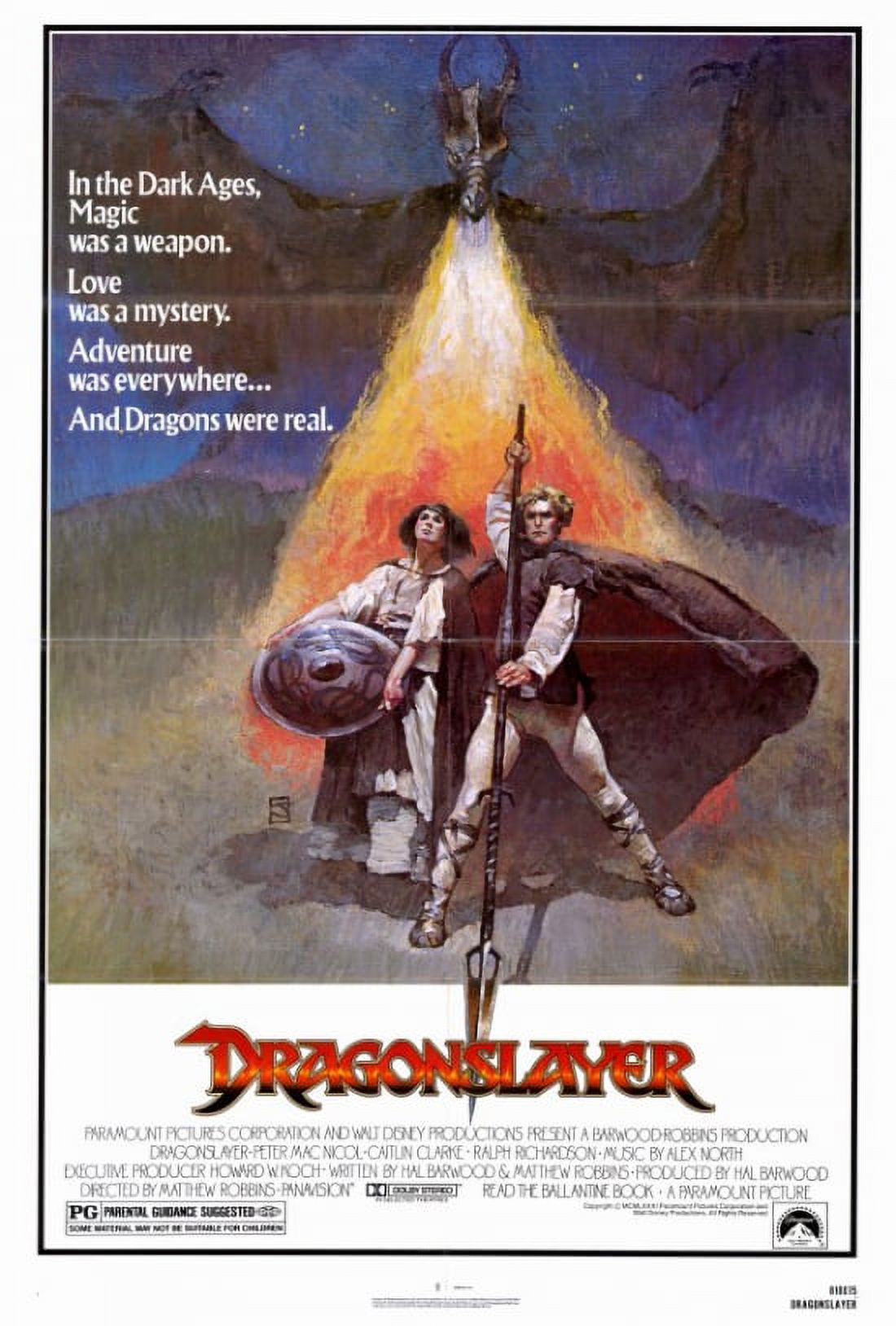 Dragonslayer Movie Poster Print showcasing fantasy adventure