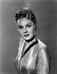 Adele Jergens silk photo print showcasing classic cinema elegance.