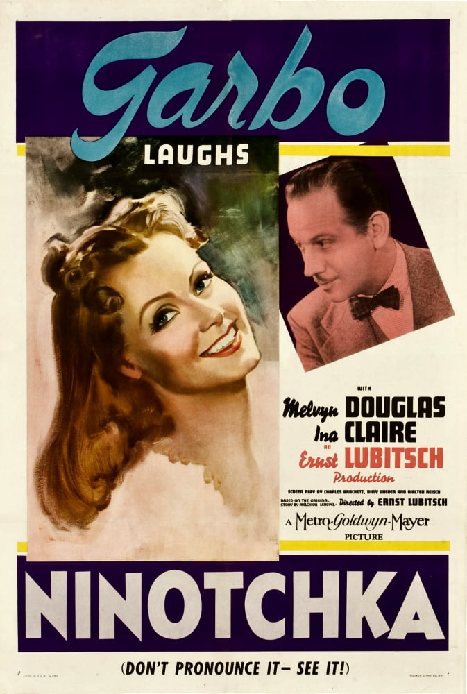 Ninotchka movie masterprint poster featuring Greta Garbo and Melvyn Douglas.