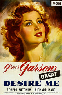 Desire Me movie poster print featuring Greer Garson, 1947 classic film art.