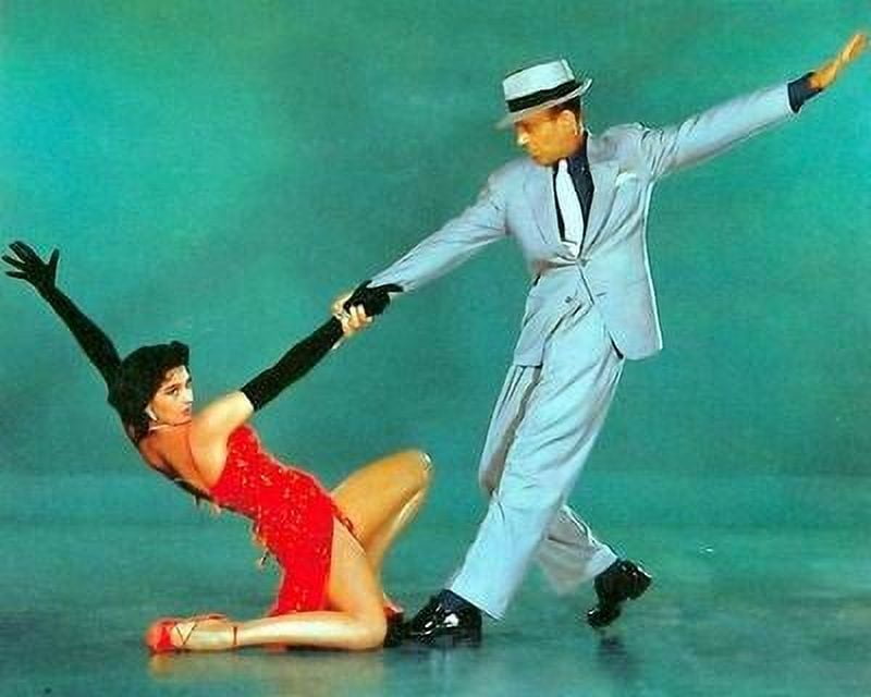 Cyd Charisse dancing with Fred Astaire in a red dress photo print.