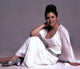 Carrie Fisher in white dress with silver belt and heels photo print.