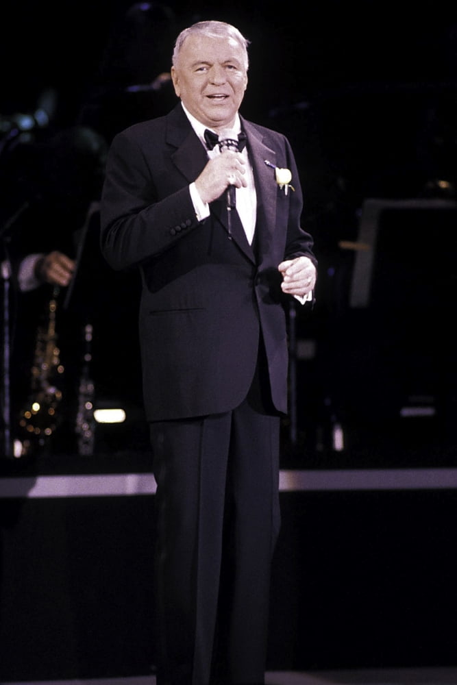 Frank Sinatra performing on stage at Radio City Music Hall photo print.