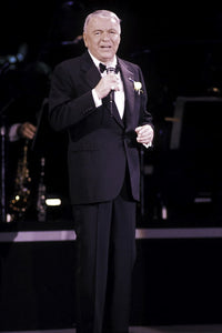 Frank Sinatra performing on stage at Radio City Music Hall photo print.