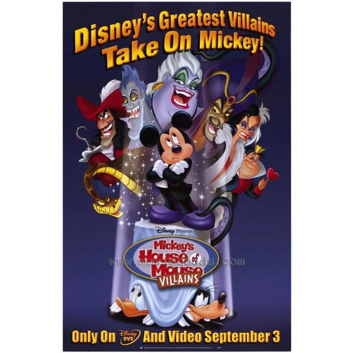 Mickey's House of Villains Movie Poster - 11x17 print featuring Disney characters.