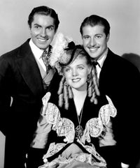 In Old Chicago movie photo print featuring Tyrone Power, Alice Faye, and Don Ameche from 1937.