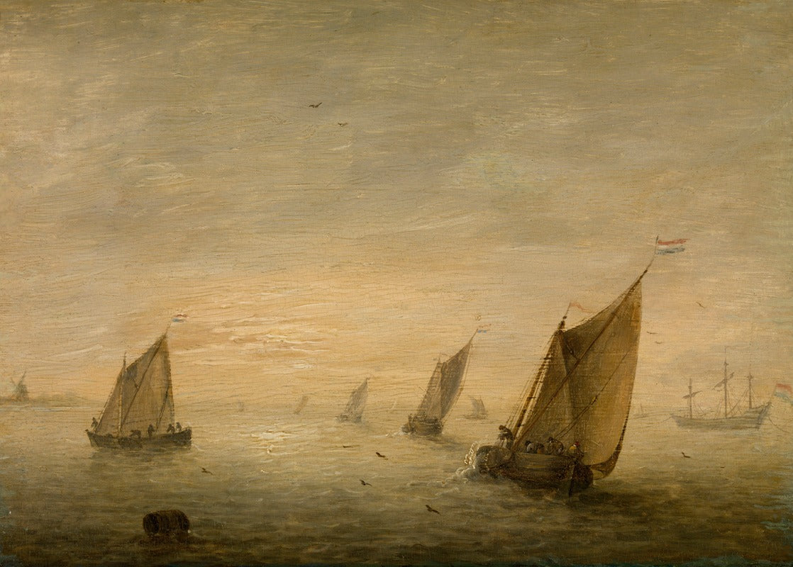 Calm Sea Poster Print by Simon de Vlieger showcasing a tranquil ocean scene.