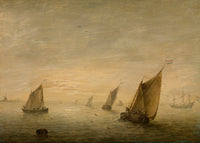 Calm Sea Poster Print by Simon de Vlieger showcasing a tranquil ocean scene.