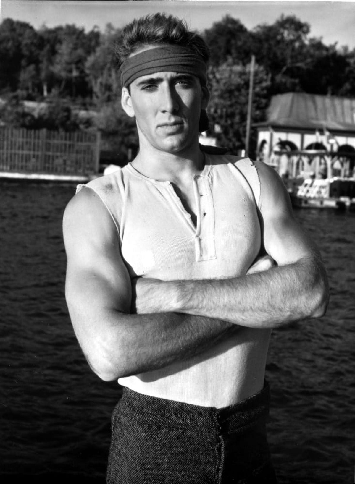 Nicolas Cage wearing sportswear in a field photo print