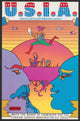 U.S.I.A. vintage poster print by Peter Max, 1970 artwork.