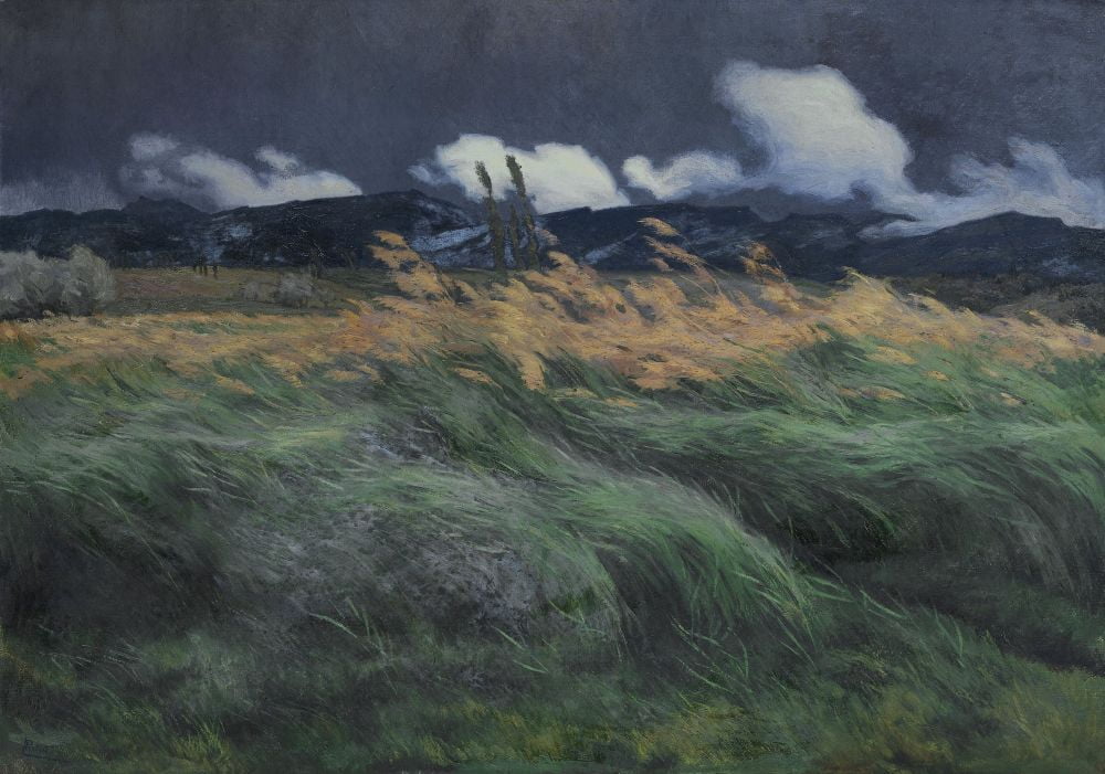 Swiss oil painting poster print by Louis Patru, 24x18.