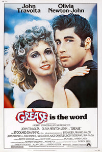 Grease movie poster featuring Olivia Newton-John and John Travolta, 1978 classic film