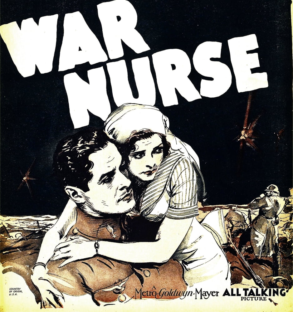 War Nurse movie poster featuring Robert Montgomery and Anita Page, 1930 film art print.