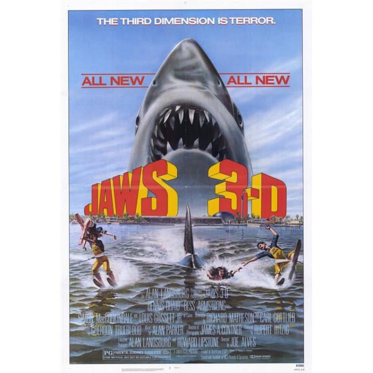 Jaws 3 Movie Poster Print showcasing classic horror film art.