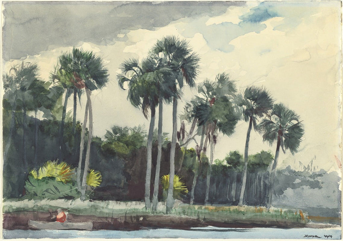 Red Shirt Homosassa Florida Art Print by Winslow Homer, showcasing vibrant colors and early 20th-century Florida scenery.