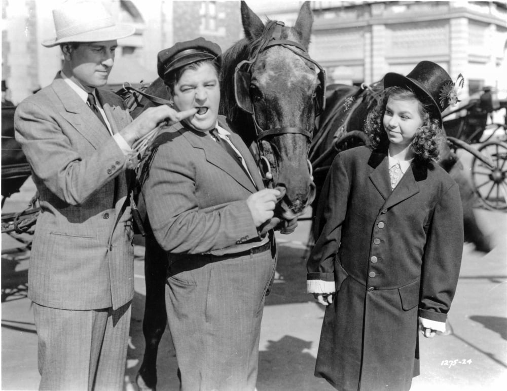 Abbott & Costello posed with a horse photo print