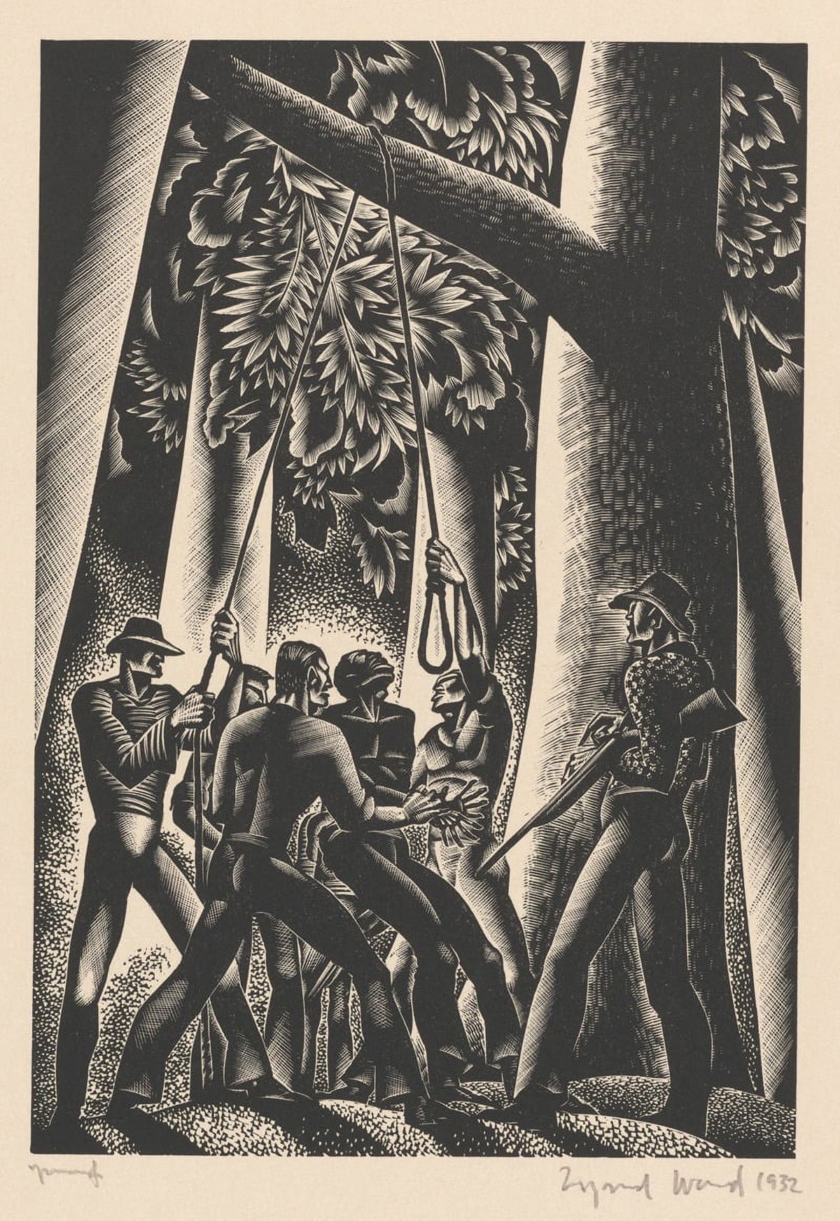 Getting Ready for Hanging (Lynching) poster print by Lynd Ward, 18 x 24.