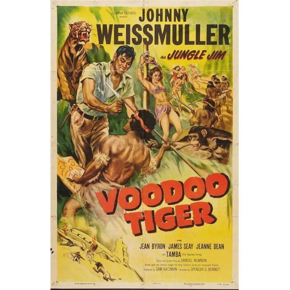 Voodoo Tiger Movie Poster Print 27x40 featuring a mystical tiger design.