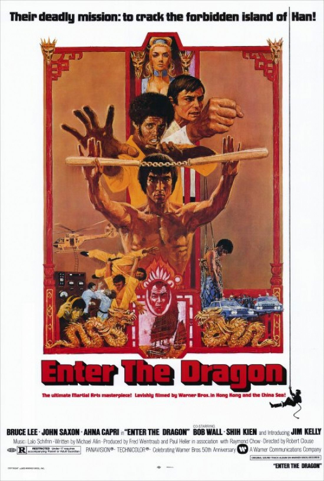 Enter the Dragon Movie Poster Print featuring Bruce Lee in action.