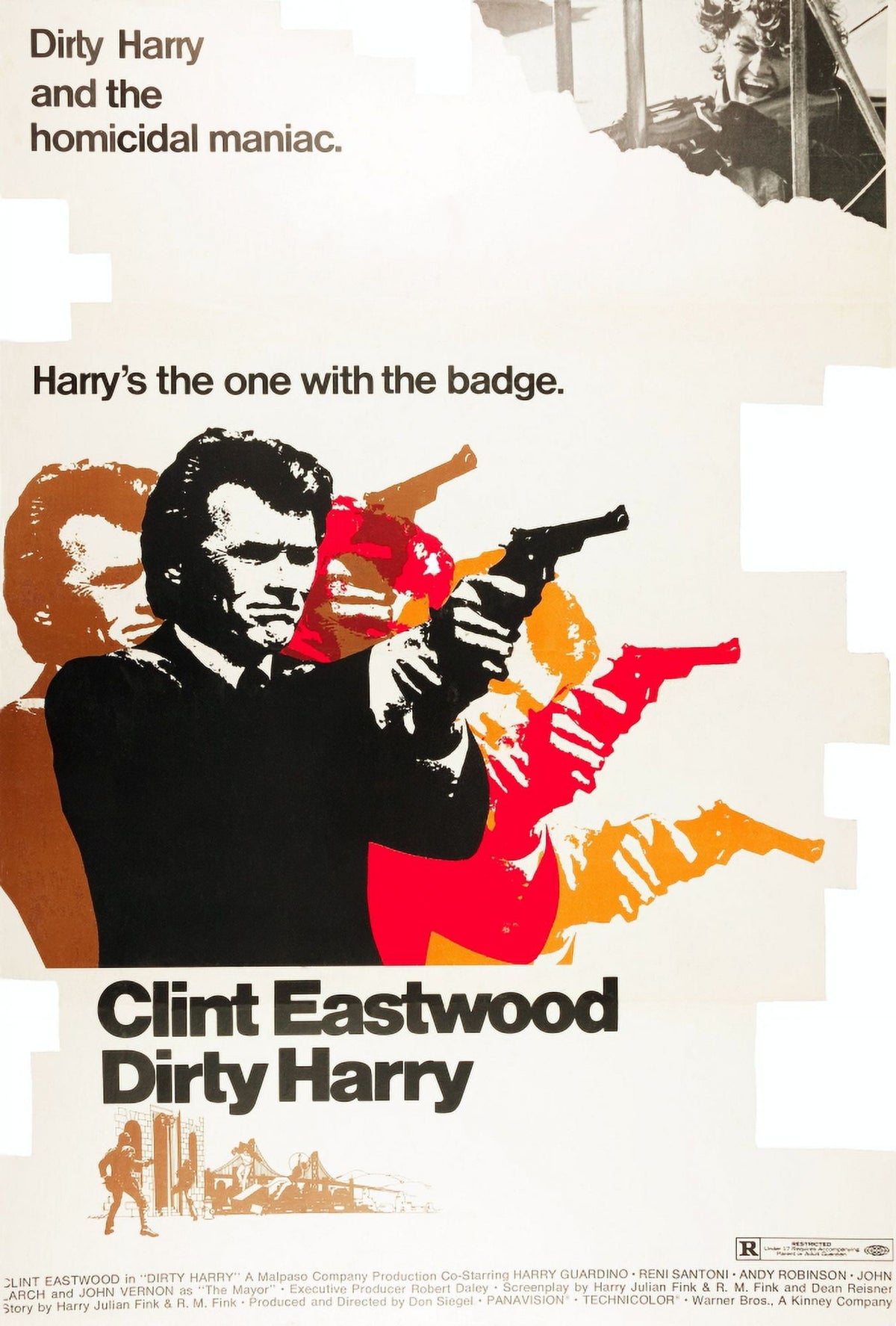 Dirty Harry Movie Poster Print featuring Clint Eastwood - 1971